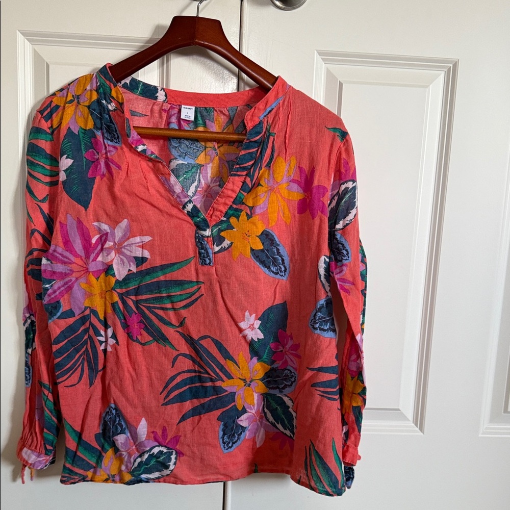 Old Navy Floral Blouse - Coral Multicolor